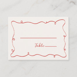 Cartão De Lugar Hand Drawn Squiggle Frame Red