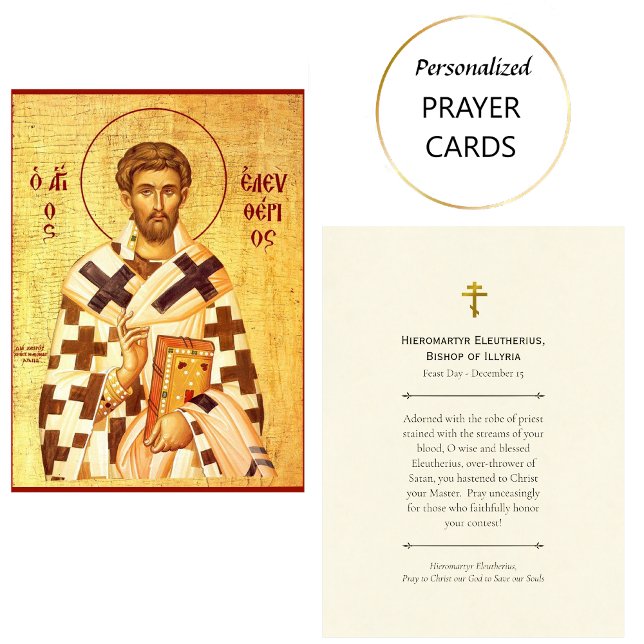 Cartão De Lugar Hieromartyr St. Eleutherius Orthodox Prayer Card (Criador carregado)