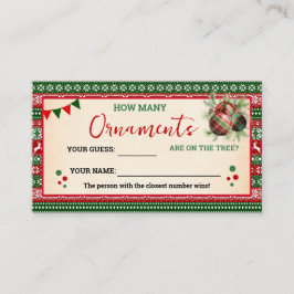 Cartão De Lugar How Many Ornaments Game Ugly Sweater Card