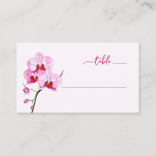 Cartão De Lugar Ilustração Floral de Orquídea Rosa Elegante