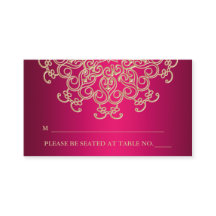 Cartão de lugar inspirado na Índia, rosa-quente