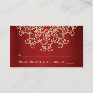 Cartão de lugar inspirado para a Índia, vermelho e