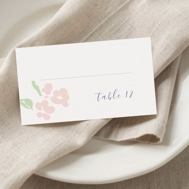 Cartão De Lugar Ivory | Chic Blush Floral Wedding Name  (Criador carregado)