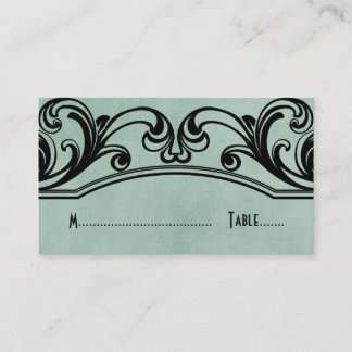 Cartão De Lugar Jade Vintage Swirls Place Card