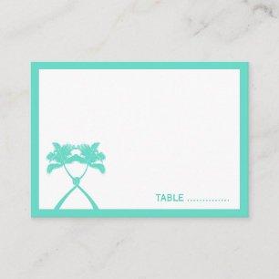 Cartão De Lugar Knot Palm Trees Beach Casamento Tropical Clássica