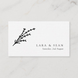 Cartão De Lugar Lavanda flexível preto e branco minimalista modern