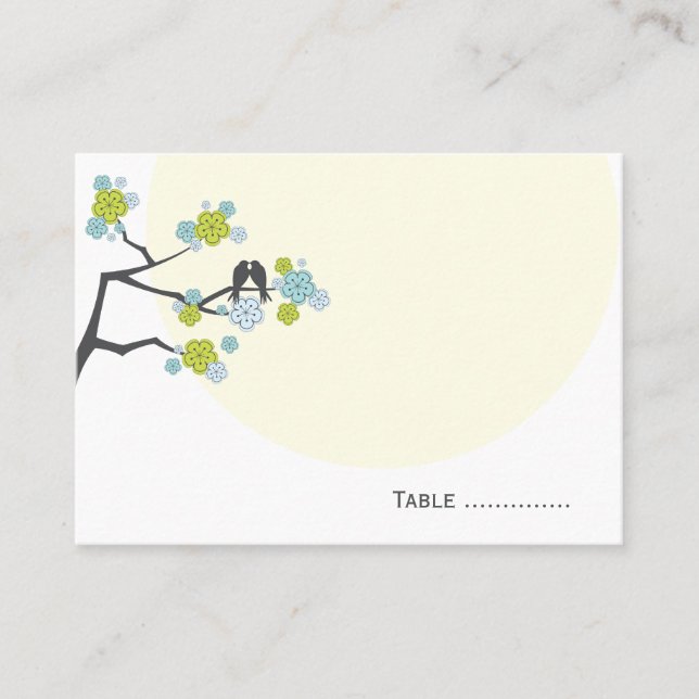 Cartão De Lugar Limão Cherry Blossoms Love Bird Place Card (Frente)