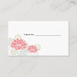 Cartão De Lugar Lírios de Água Pintados - Números de Tabela defini