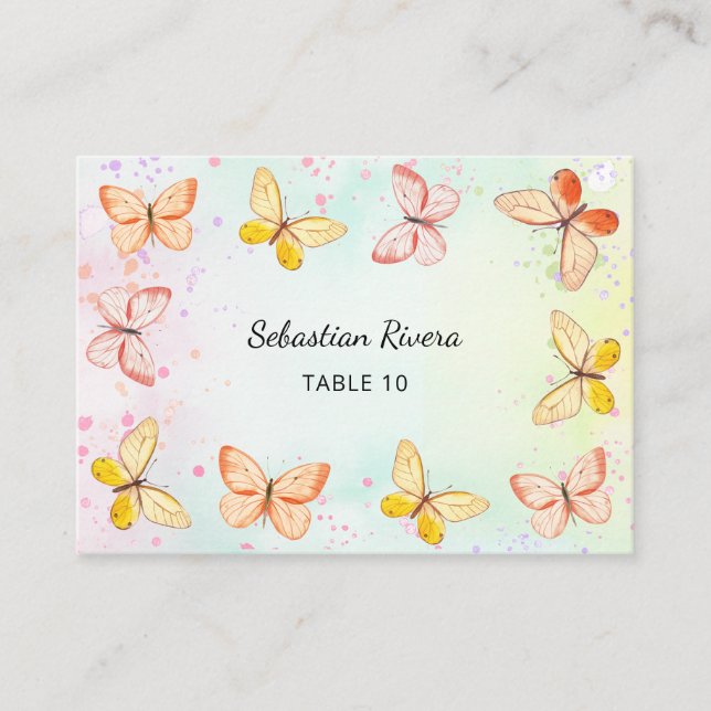 Cartão De Lugar Little Butterfly Magic Girl Birthday Place Cards (Frente)
