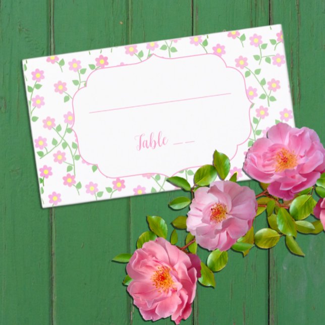 Cartão De Lugar Love Is In Bloom Pink Floral Bridal Shower (Criador carregado)