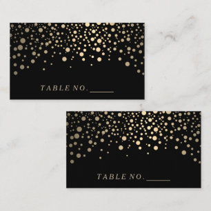 Cartão De Lugar Luzes de Faux Pontos de Confetti Dourados em preto