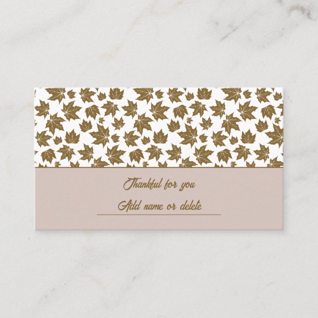 Cartão De Lugar Maple deixa Janto de Ação de Graças Feliz (Frente)