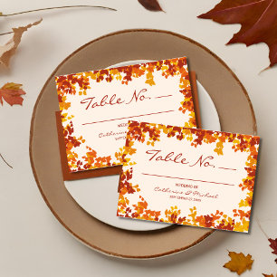 Cartão De Lugar Maple Deixa Orange & Terracotta Autumn Casamento