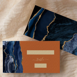 Cartão De Lugar Marinho Azul Dourado Agate Laranja Queimado Escort