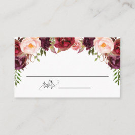Cartão De Lugar Marsala Flowers Chá de panela Wedding Flat