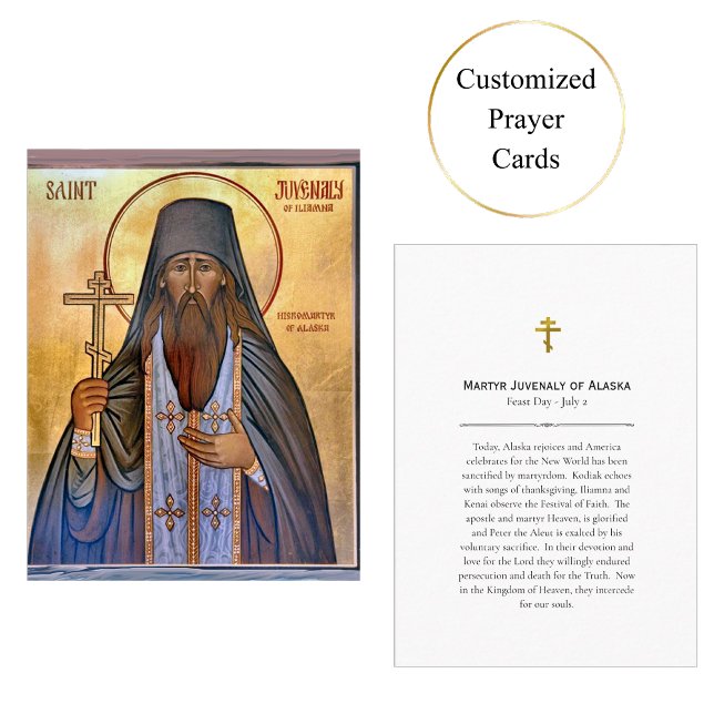 Cartão De Lugar Martyr Juvenaly do Alasca Orthodox Prayer Card (Criador carregado)