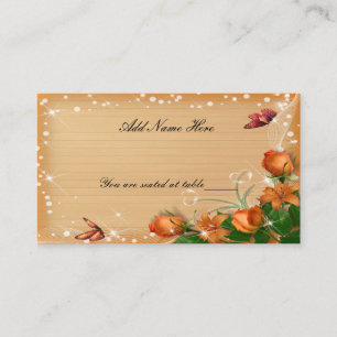 Cartão De Lugar Mesa de Casamento da Borboleta Floral de Madeira R