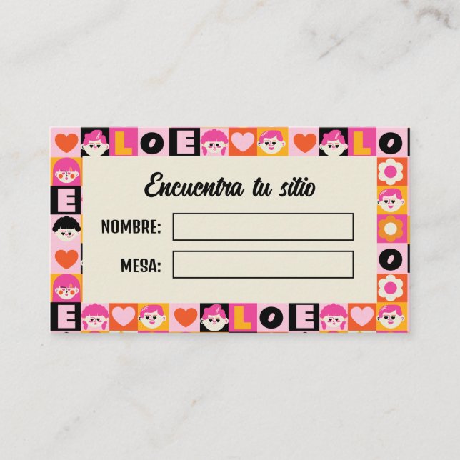 Cartão De Lugar Meseros Seating Plan Boda Original Divertida (Frente)