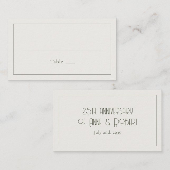 Cartão De Lugar Minimalist vintage (Frente/Verso)