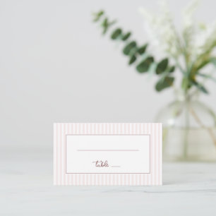 Cartão De Lugar Minimalista Listrado Rosa Elegante
