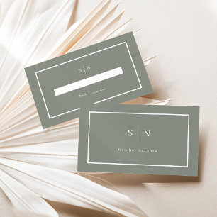 Cartão De Lugar Mínimo e Chic Sage Green Wedding Flat