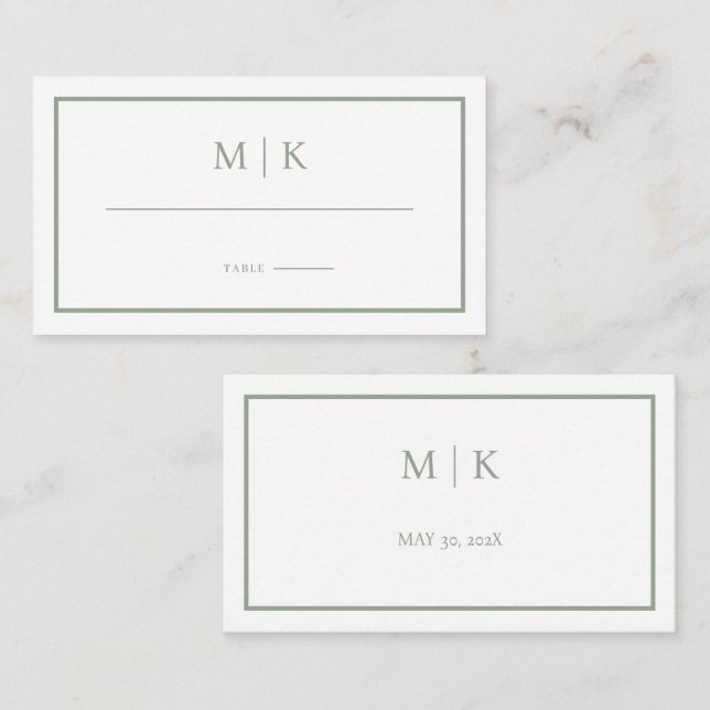 Cartão De Lugar Mínimo e Chic | Wedding Flat (Frente/Verso)