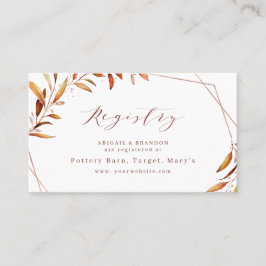 Cartão De Lugar Modern Fall Greenery Rustic Bridal Registry Card