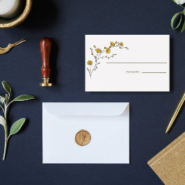 Cartão De Lugar Moldura Floral Amarela Vintage Número de Mesa Rúst