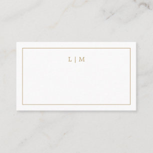 Cartão De Lugar Monograma Simples de Ouro Antigo Casamento Elegant