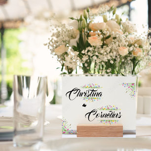 Cartão De Lugar Montanha   Casamento de flor selvagem