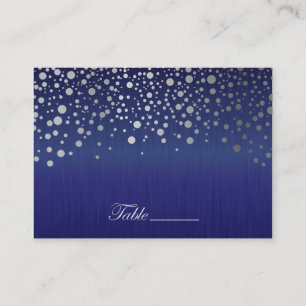 Cartão De Lugar Na moda Silver Confetti Pontos Sapphire Azul