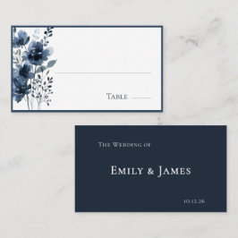 Cartão De Lugar Navy Blue Botanical Wedding
