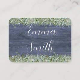 Cartão De Lugar Navy Wood Eucalyptus Wedding Place Cards | Rustic