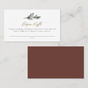 Cartão De Lugar NOEL Rustic Winter Pine Baby Fralda Raffle Ticket
