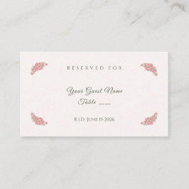 Cartão De Lugar Nome Personalizado Blush Jardim Floral Mesa de Cas