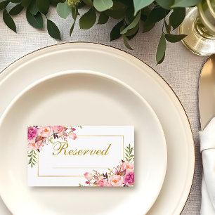 Cartão De Lugar Nome Reservado de Casamento Floral Cor-de-Água Ro