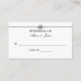 Cartão De Lugar Número da Tabela de Casamento Branco Negro Clássic