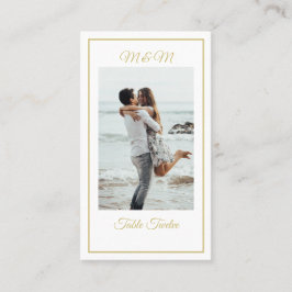 Cartão De Lugar Número de Tabela Elegante de Foto Dourada do Monog