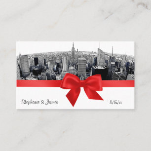 Cartão De Lugar NYC Encheu Fisheye Skyline BW Red Place Cards #2