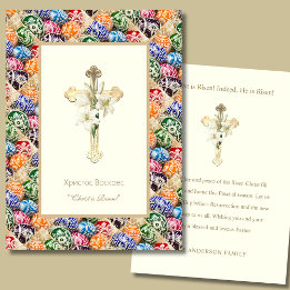 Cartão De Lugar O cristo é risen" Placa de Páscoa ortodoxa com Pys