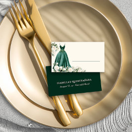 Cartão De Lugar O vestido princesa verde Emerald personalizado