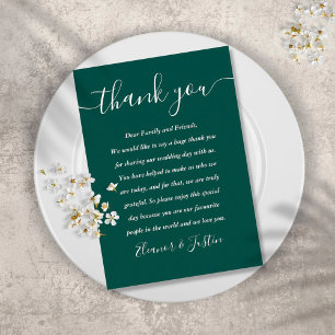 Cartão De Lugar Obrigado Casamento Emerald Script