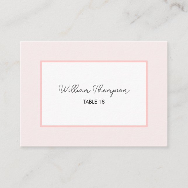 Cartão De Lugar Oh Baby Minimal Pink Script Baby Shower Place Card (Frente)