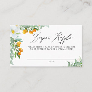 Cartão De Lugar Orquídea Aquarela e Kumquats - Fralda Raffle Card