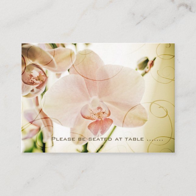 Cartão De Lugar Orquídea Rosa ・ Miniplaca de assento convidado (Frente)