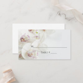 Cartão De Lugar Orquídeas Brancas e Roxas Elegantes | Casamento pl