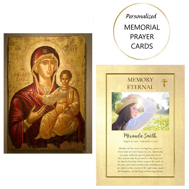 Cartão De Lugar Ortodoxo Christian Funerário Prayer Card Theotokos (Criador carregado)