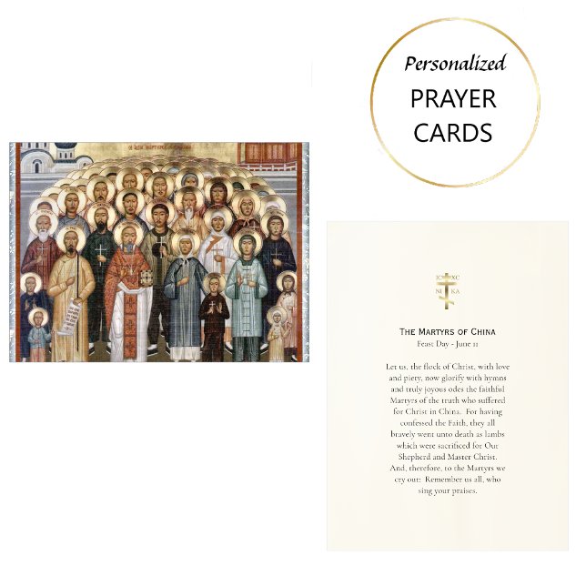 Cartão De Lugar Os mártires da China Ortodox Prayer Card (Criador carregado)