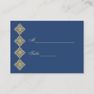 Cartão De Lugar Ouro Diamond Damask Blue Mesa Place