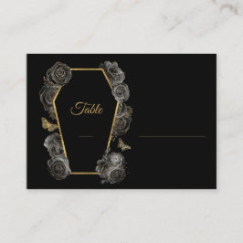 Cartão De Lugar Padrão de Casamento Gótico de Rosas Pretos e Doura